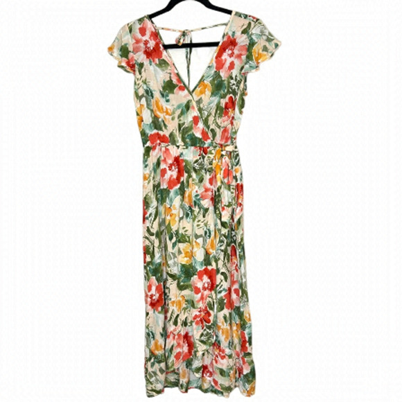 B.o.g Collective Womens Floral Flutter Sleeve Midi Dress - Picture 1 of 11